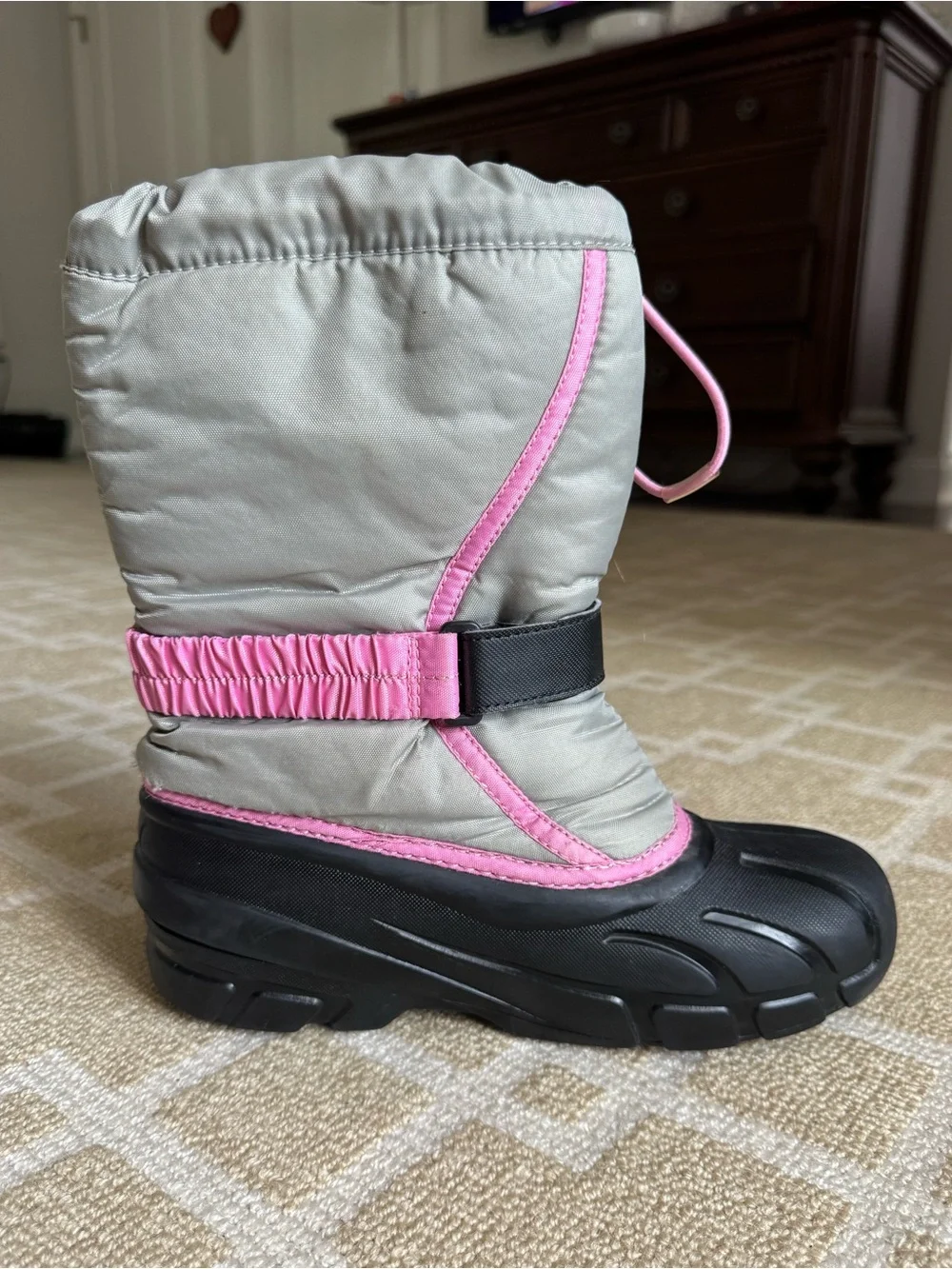 Sorel Kids Waterproof Winter Snow Boots Gray Black Pink Girls Size 5